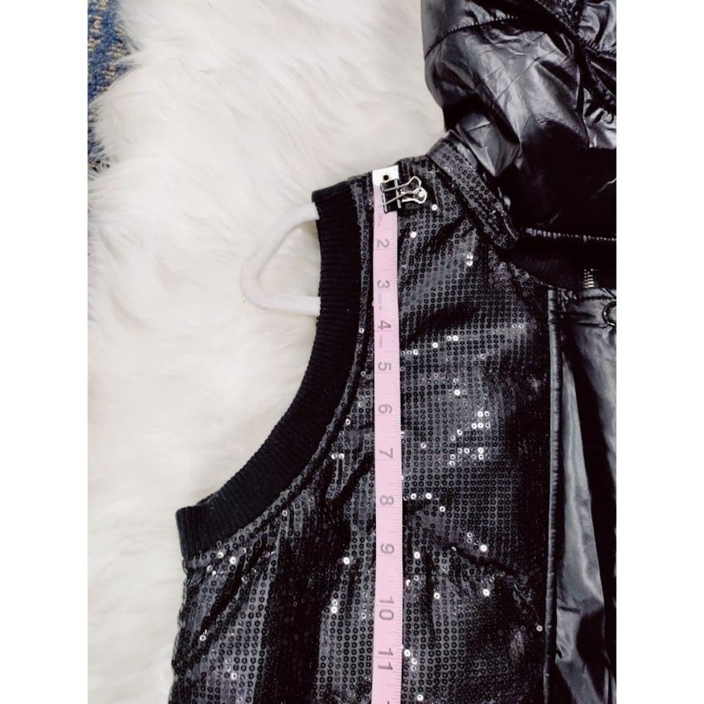 Miss Me Womens Faux Leather Hooded Sleeveless Full Zip Vest Jacket Black Large - Picture 8 of 9